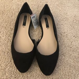 Zara Basics asymmetrical flats faux suede sz6